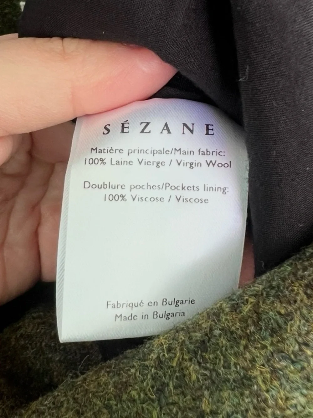 Sezane Lukas Trousers High-Waist Belted Wide-Leg Wool Olive Green Size 42 US 10 - Picture 9 of 10